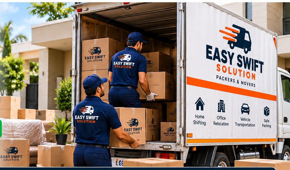 Easy Swift Solution professional packers loading a moving truck